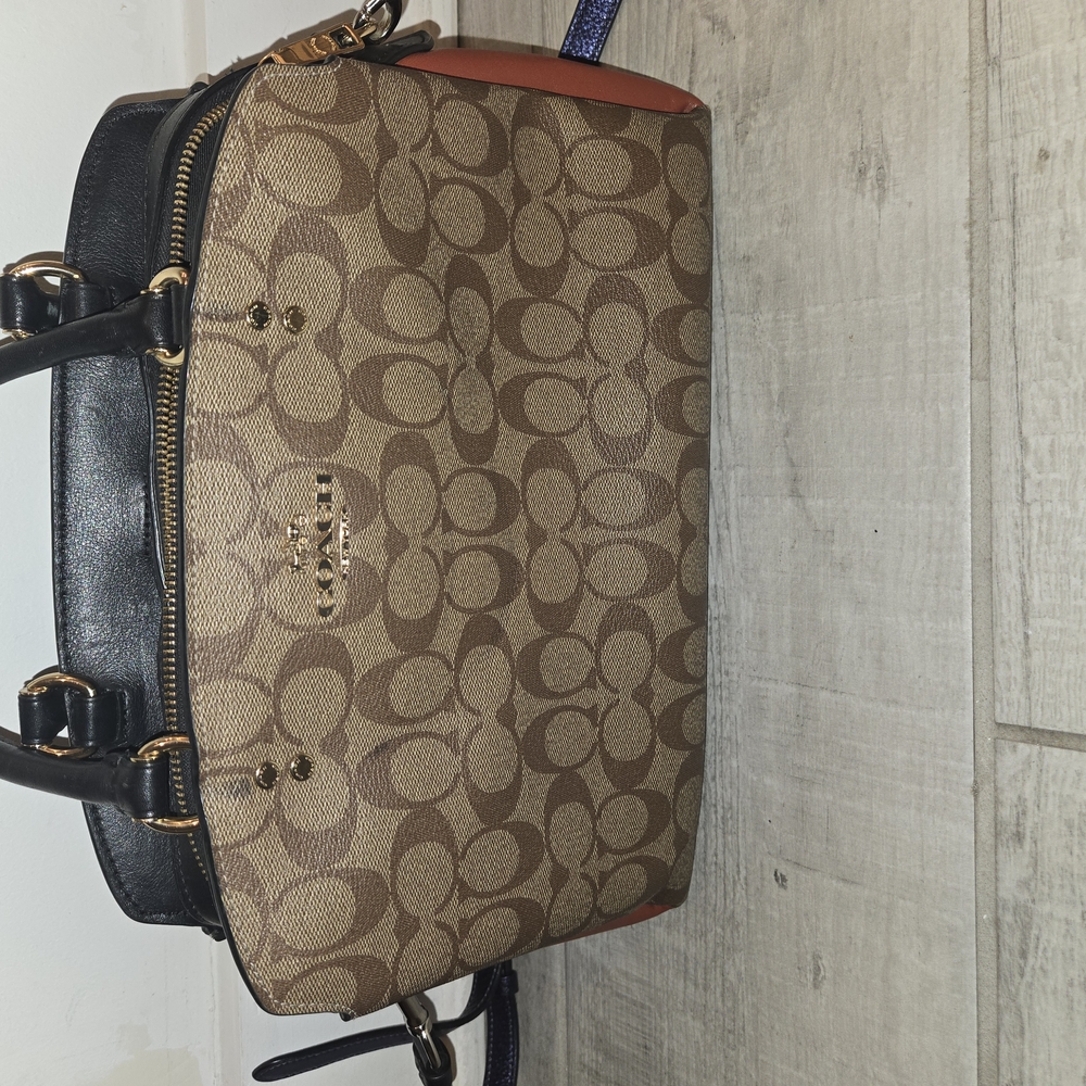 Coach Brown and Black Satchel with Monogram Pattern